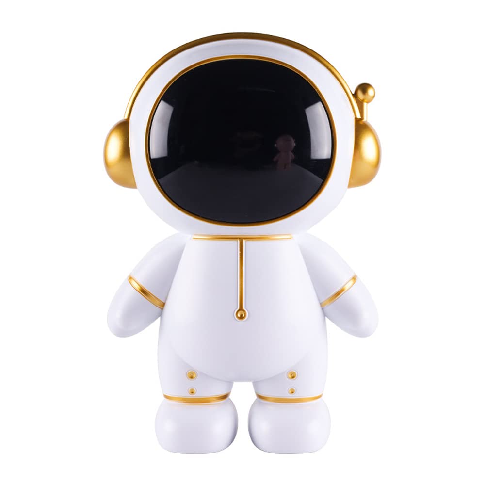 Hosoncovy Astronaut Piggy Bank Coin Bank Spaceman Money Box Astronaut Figurine Decor Desktop Sculpture Statue (Gold)