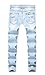 CLOTPUS Men's Slim Fit Ripped Stretch Jeans Destroyed Skinny Pants with Holes Light Blue W30