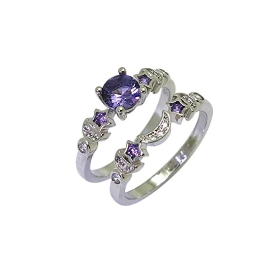 Lethez-Women-Two-Piece-Purple-Gem-Rhinestone-Diamond-Zircon-Star-Moon-Ring-Wedding-Engagement-Bridal-Sets-Purple-8