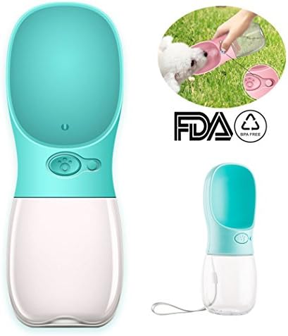 Dog Water Bottle for Walking,CamRom Fashion Antibacterial Portable Dog Cat Travel Water Drink Bottle with Bowl Dispenser,Leak Proof,Portable,Fast and Easy - Food Grade Silicone | BPA Free - 12OZ