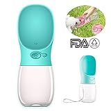 CamRom Dog Water Bottle for Walking, Fashion Antibacterial Portable Dog Cat Travel Water Drink Bottle with Bowl Dispenser,Leak Proof,Portable and Easy | Food Grade Silicone | BPA Free | 12oz (Blue)