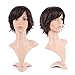 Heat Resistant Synthetic Wig Short Brown 12 Styles Full Wig with Bangs Short Hair Full Head 5'' / 5 inch+Stretchable Elastic Wig Net,#2 Dark brown