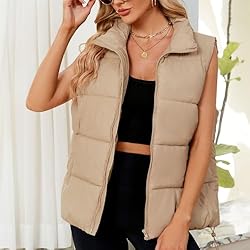 Century Star Khaki Puffer Vest for Women's