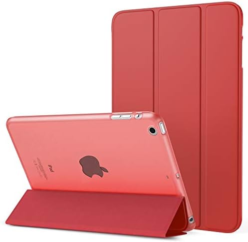 Cazcase PU Leather Translucent Back Smart Flip Case Cover for Apple Ipad Mini 5 2019 launched Model A2133 A2124 A2126 7.9-inch Display (red)