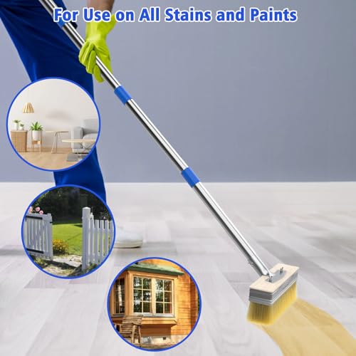 Deck Paint Brush With 55" Long Handle and 2 Pcs7.1"Paint Brush Heads,Decking Large Deck Stain Applicator for Walls,Woodfloors,Woodstains,Decking Paints,Decking Stains,Fence Wall Furniture