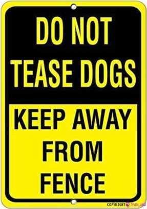 Hisense Novelty Warning Metal Tin Sign Do Not Tease Dogs Keep Away From Fence Pet Animal Sign Outdoor Security Farm yard Warning Decoratives Metal Aluminum Sign 8 X 12 INCH
