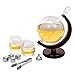 NEX Whiskey Decanter Globe Set, Etched World Globe, Crafted Glass Sailing Shipe, 1000ml Capacity, Ice Tongs, Whiskey Stones, Home Bar Liquor Decoration, Alcohol Gifts for Father& Husband