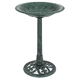 Best Choice Products Vintage Outdoor Resin Pedestal Bird Bath Accent Decoration w/Fleur-de-LYS Accents, Green