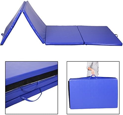 4'x10'x2" Gymnastics Folding Foam Mat - Gym Exercise Fitness Stretching Aerobics Yoga Martial Arts - Blue
