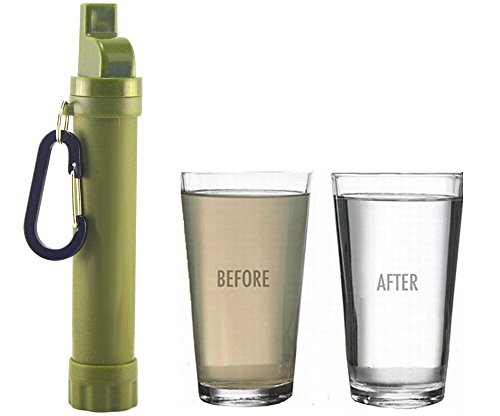 Portable Water Filter Personal Purifier Straw Filtration for Survival Emergency Camping Hiking Backpacking Preparedness Outdoors Purification at 0.01 Micron Filters Up to 400 Gallons
