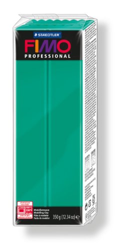 Fimo Professional Oven Hardening Modeling Clay 350 g Large Individual Blocks, True Green