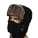 Leories Trooper Trapper Hat Warm Winter Hats Hunting Hat with Mask Ear Flaps Black