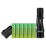 1PCS 1000 Lumen 18650 Flashlight with 6PCS 3.7V High Capacity Rechargeable Battery and Charger, Ultra Bright Adjustable Focus Handheld light and 3 Modes for Camping, Hiking, Outdoor, Emergency