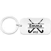 Personalized Field Hockey Keychain • Engraved Stainless Steel Gift with Name & Number • Custom Jewelry for Players, Teams & Coaches