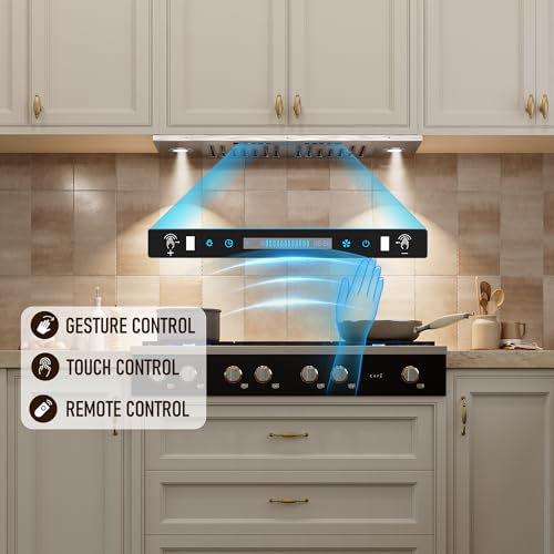 IKTCH 30 inch Built-in/Insert Range Hood 900 CFM, Ducted/Ductless Convertible Duct, Stainless Steel Kitchen Vent Hood with 4 Speed Gesture Sensing&Touch Control Panel(IKB01-30)