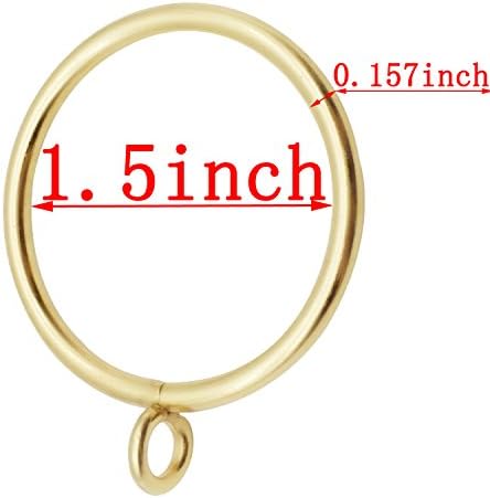 Balamiya Clip Rings 1.5 Inch Inner Diameter Metal Drapery Rings with Eyelets - Set of 20 Pcs (1.5", Gold)