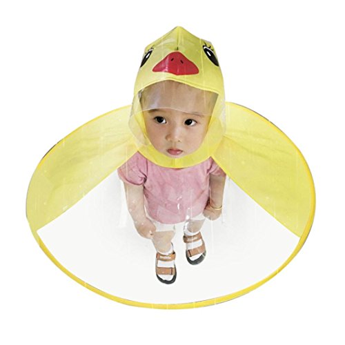 Boys Girls Magical Hands Free Raincoat, Children's Head Umbrella, Hand-Free Umbrella Hat, UFO Transparent Umbrellas Hat (S, Yellow)