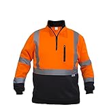 JORESTECH Pullover High Visibility Half Zipper 100% Polyester ANSI Class 3 (Extra Large, Orange)