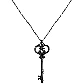 LittleFathand Black Key Necklace Vintage Gothic Key Pendant Necklace Dainty Key Choker Necklace for Women Men Gothic Jewelry Gift