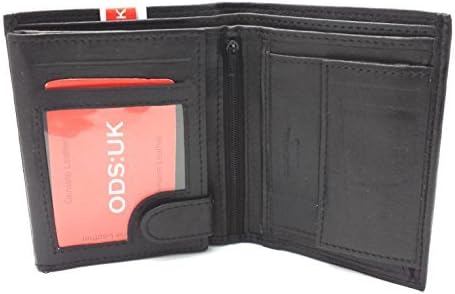 ODS:UK Luxury Soft Leather Trifold Wallet with Credit Card Slots, ID Window and Coin Pocket Medium Black - Image 4