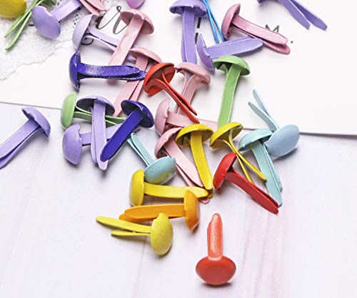 image for Penta Angel Paper Fasteners 200Pcs Colorful Mini Brads Round Brass Met