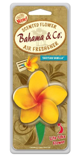 Bahama & Co Scented Flower Vent Clip, Car and Home Air Freshener, Tahitian Vanilla Scent