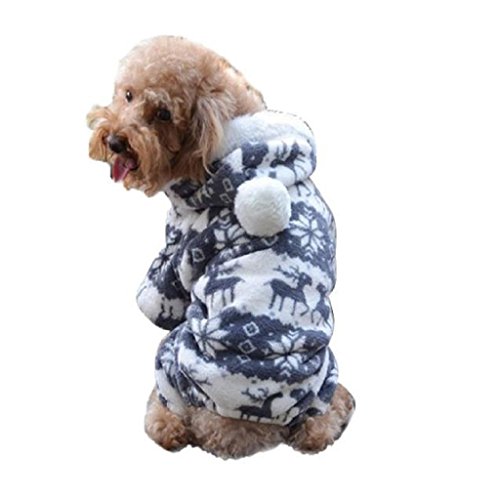 Mikey Store Pet Dog Warm Clothes Puppy Jumpsuit Doggy Apparel (Gray, 2XL)