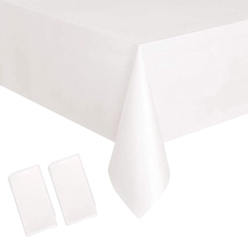 YAAVAAW 2Pc White Disposable Tablecloths 137x274 cm Plastic Dinner Covers