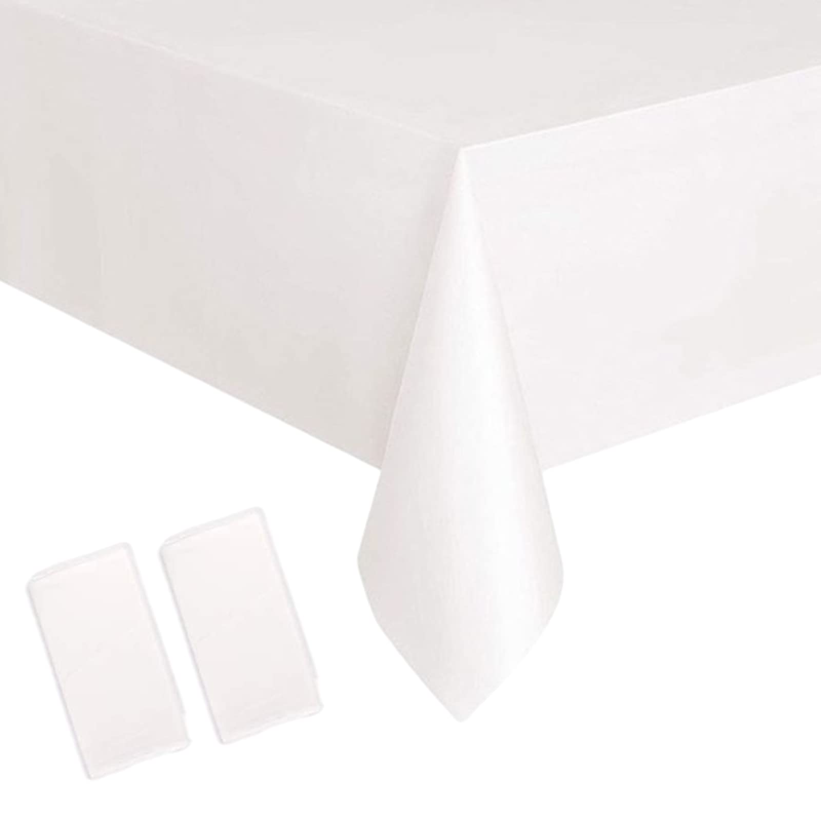 2Pc White Disposable TableCloth Table Covers,137*274cm King Charles Coronation Decorations Tablecloths Dining Tablecovers Plastic White Table Cloth Party for Picnic,Wedding,Coronation Party Decoration
