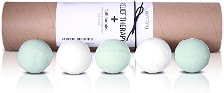 Bath Bomb Set - for Pain, Men and Women - Natural Muscle Relaxer – with Dead Sea and Epsom Salt, Castor Carrier, Lemongrass and Peppermint Essential Oils – Handmade in USA Gift – 5 Pack