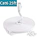 DEEGO Cat6 Ethernet Cable 25ft,Flat Ethernet Cord Cat6 Internet LAN Wire Network Cable with Clips Snagless RJ45 Connectors fits Adapter, Router,Switch, Modem,Laptop,PS4-Faster Than Cat5e Cable White