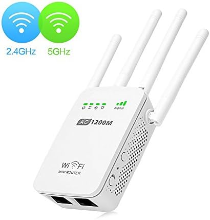 Wifi Repeater,KeepTpeeK 1200Mbps Wifi Range Extender 2.4GHz and 5GHz Signal Extenders Internet Booster Wireless Router Repeater Access Point 360 degree Wifi Booster Signal Amplifier with Four Antennas