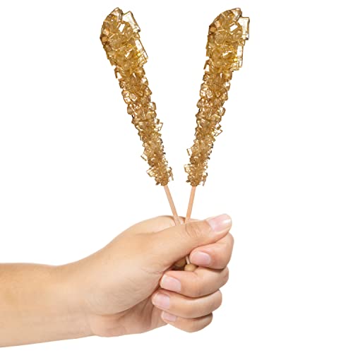 Gold Rock Candy Crystal Sticks Original Sugar Flavored 12 Indiv