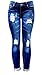 S-OK Juniors Womens Blue Skinny Denim Jeans Destroy Ripped Distressed Pants