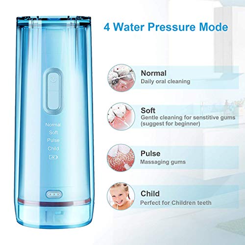 Water Flosser Cordless, Cshidworld Portable Dental Oral Irrigator Rechargeable with 4 Modes & 200ML Cleanable Water Tank for Home and Travel, Braces & Bridges Care, IPX7 Waterproof - Thumbnail 2