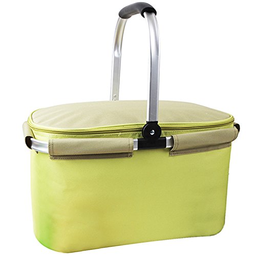 Yodo 22L Insulated Picnic Basket - Collapsible Cooler Bag - Insulated up to 4 hours for Camping Outdoor Concert Sports Event Beach Market, Lime