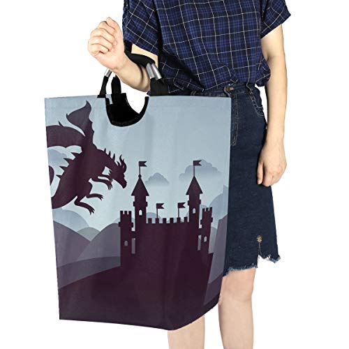 senya Fly Dragon Large Laundry Basket Shopping Bag, Collapsible Fabric Laundry Hamper, Foldable Clothes Bag, Folding Washing Bin (c) - Thumbnail 7