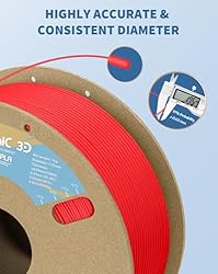 DURAMIC 3D Matte PLA Filament 1.75mm Red, 1kg