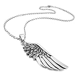 INBLUE Men's Stainless Steel Pendant Necklace Silver Tone Feather Angel Wing -With 23 Inch Chain