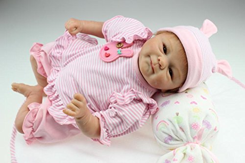 iCradle Schöne 17Zoll 43cm Reborn Baby Doll Lebensechtes Kleinkind Mädchen Silikon Vinyl Realistische Puppe