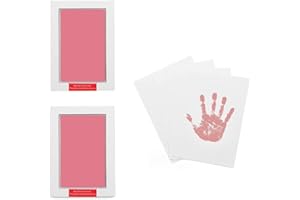 LelonHo 2 Pack Large Inkless Hand and Footprint Kit Clean Touch Ink Pad for Baby Pet Paw Print Kit(2 Pink Ink Pads,4 Imprint Cards）