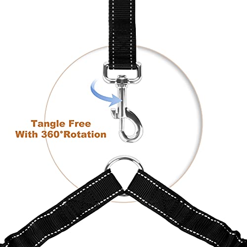 Onlyesh Double Dog Lead, 360 Degrees Rotation, No Tangle, Dual Shock Absorbing Bungee Double Dog Leash for 2 Medium to Large Dog Walking Training