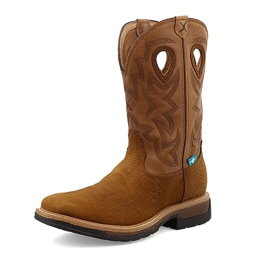 Twisted X Men's 12" Pull On Nano Composite Toe Western Work Boot, Dark Brown & Tan, 11.5 D at Amazon