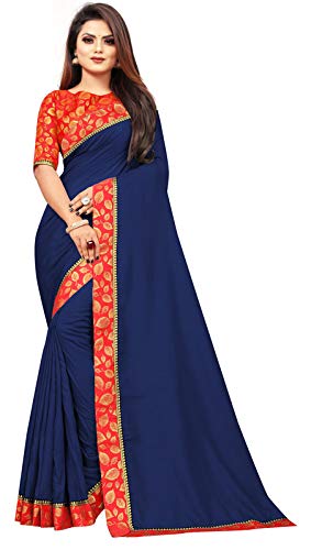 Embroidered Jacquard Lace Poly Silk Saree With Fancy Blouse Piece