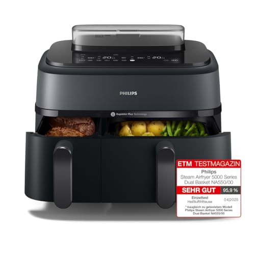 Philips Steam Airfryer 5000 Heißluftfritteuse, Schwarz, 9 L