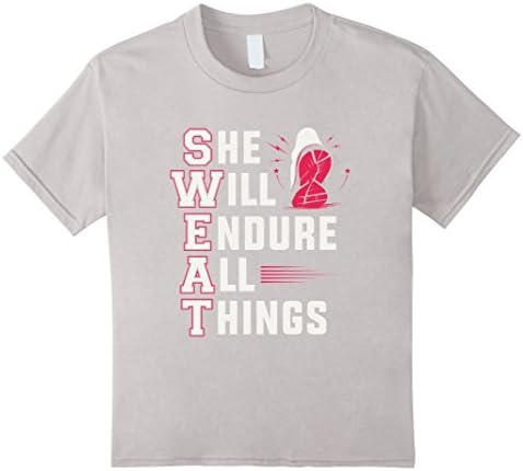 Kids Running Shirt Run Race Track Runner Sweat She Will Endure 4 Silver