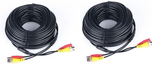 150 Feet 2 Packs Video Power Cables BNC &amp; DC Pre-made All-in-One Security Monitor Extension Wires Cord for HDTV DVD Surveillance Camera System (Black)