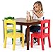 Tot Tutors Kids Wood Table & 4 Chair Set, Red/Blue/Green/Yellow, Espresso/Primary
