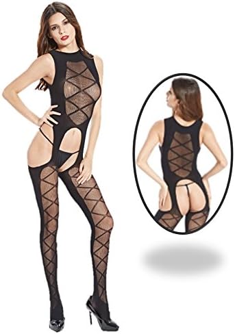 Shape Mi Sheer Mesh Crotchless One Piece Bodystocking by