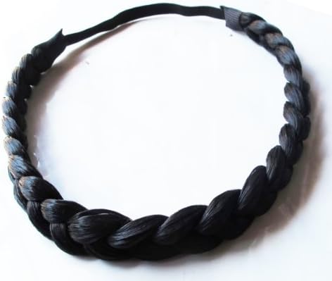 Headband Fashion Elastic Stretch Synthetic Hair Braid Braided Headband Color Black (1 Pcs.)